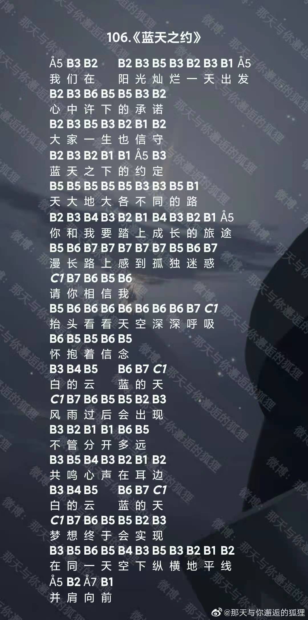 光遇蓝天之约乐谱分享